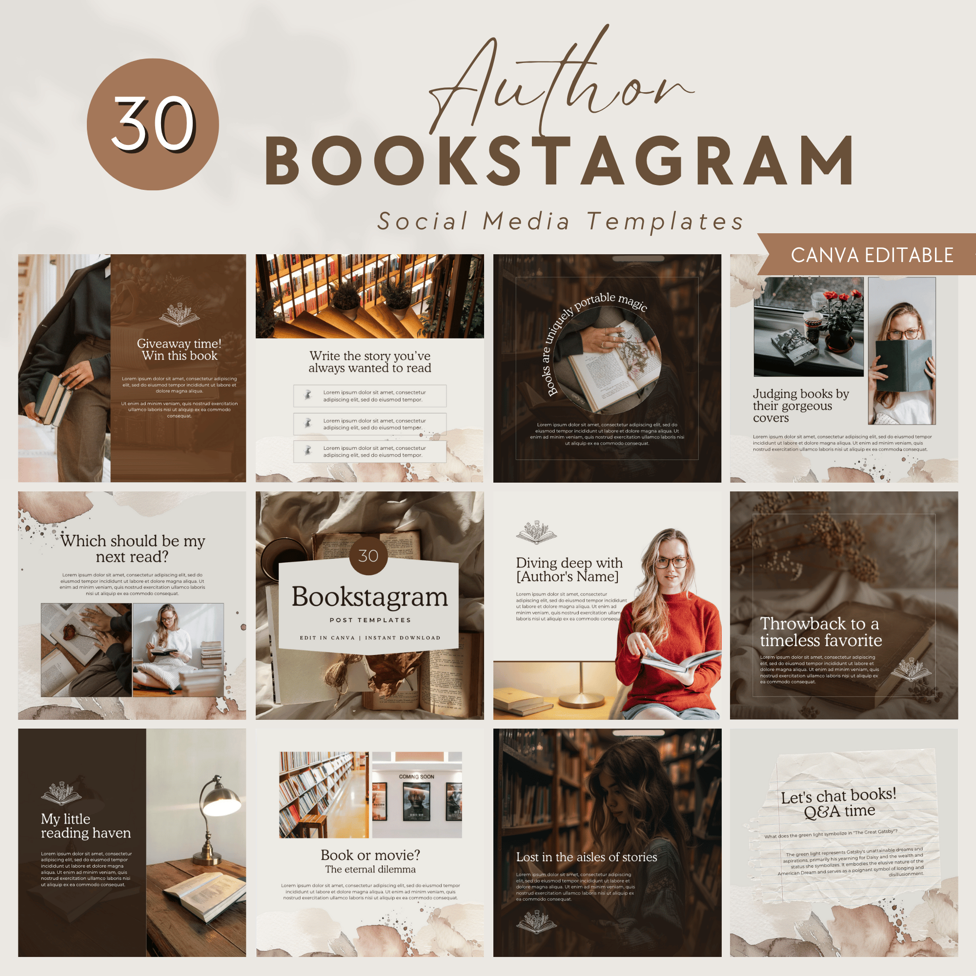 Bookstagram Social Media Canva Templates - Payhip