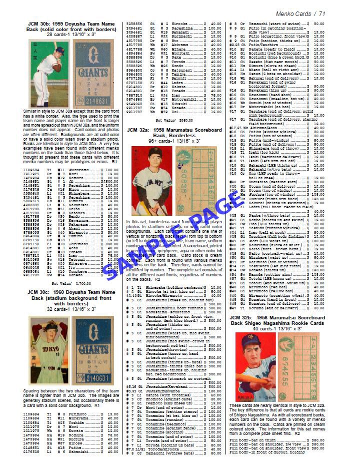 JAPANESE BASEBALL CARD チェックリスト&プライスガイド Newly Revised - 2025 Japanese Baseball Cards Checklist