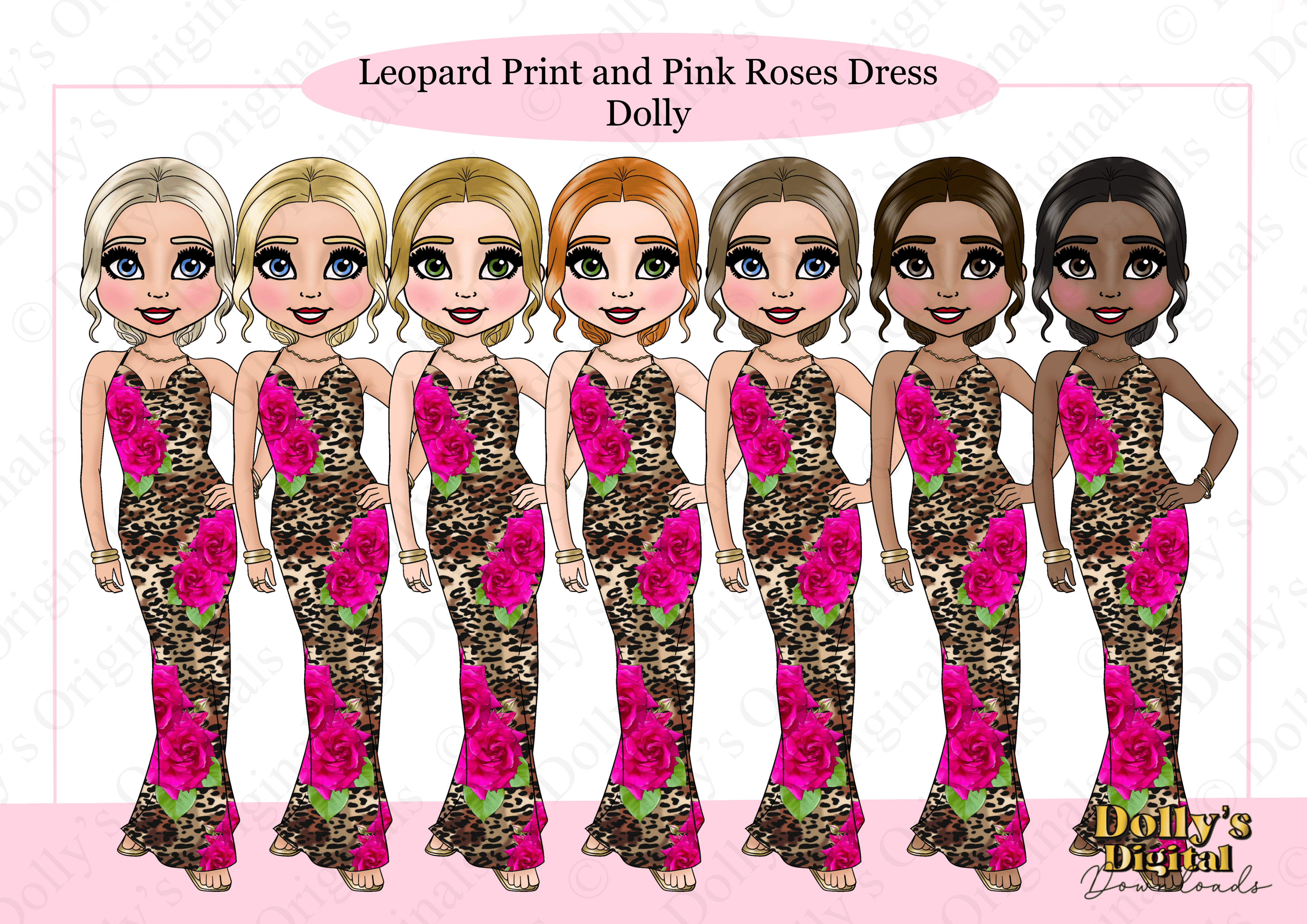 Leopard Print and Pink Roses Dress Dolly - Payhip