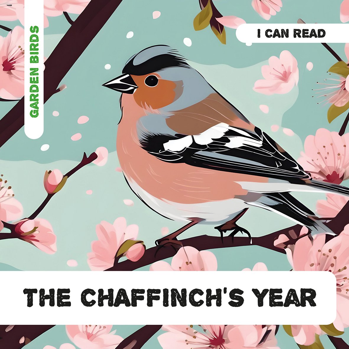 Cover image of The Chaffinch’s Year – a bright, decodable storybook for young readers, part of a phonics garden bird series.