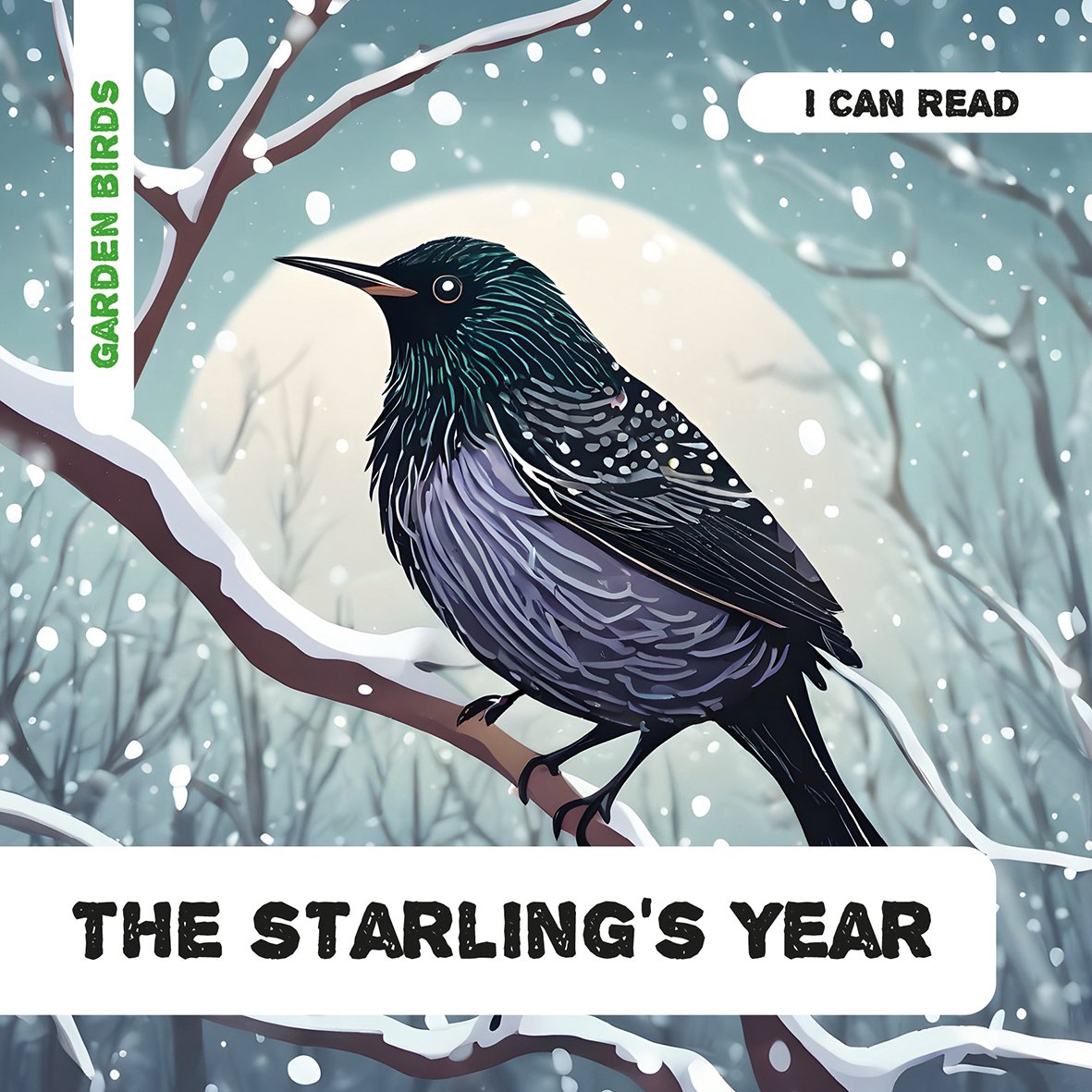 Front cover of The Starling’s Year, showing a starling and sky – a phonics-based nonfiction book for children learning about birds.