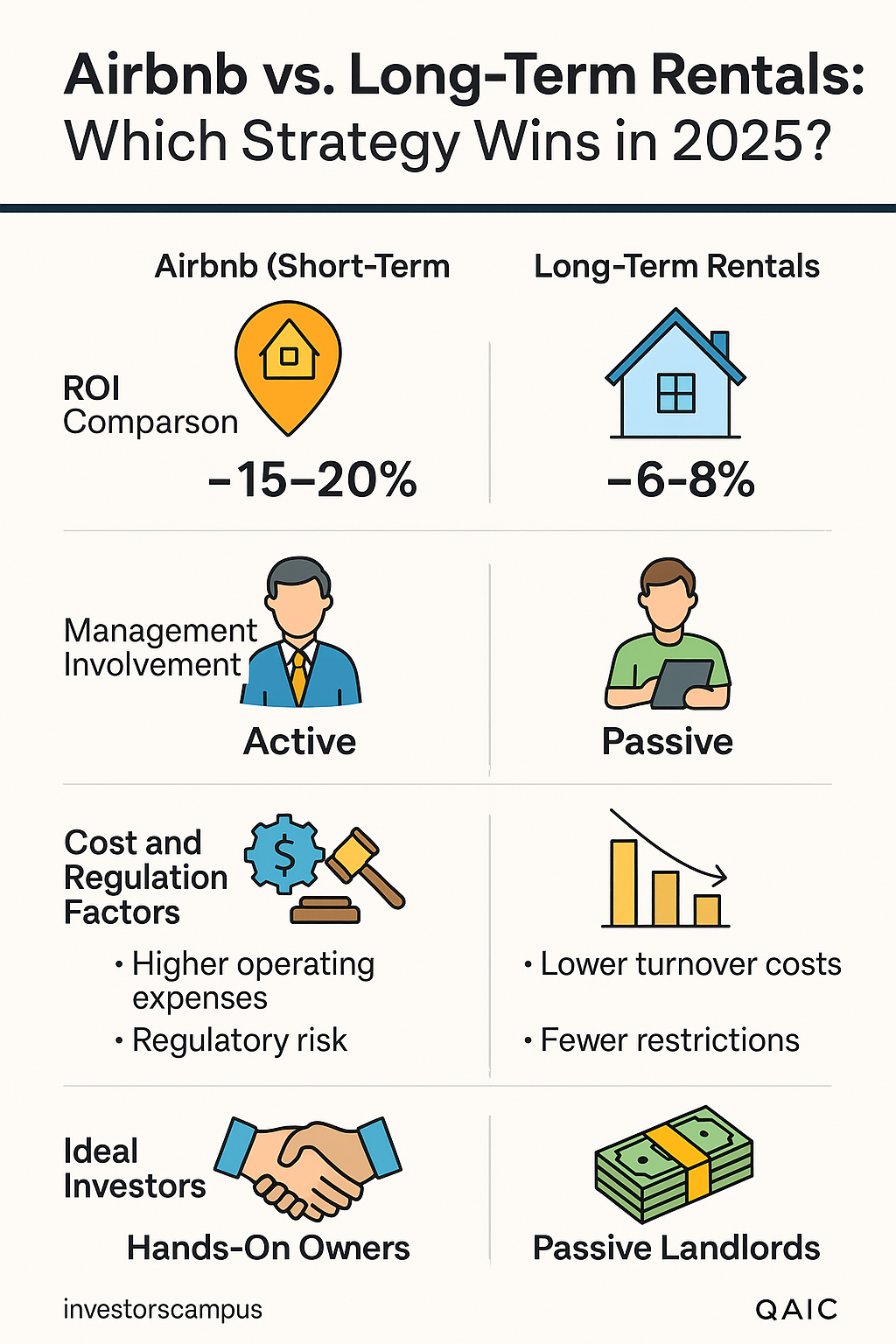 comparing rental propety ROI - airbnb vs long term rental