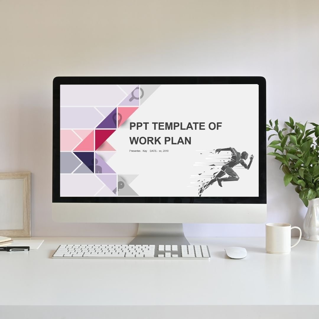 Work Plan PowerPoint Template – Pink & Purple Geometric Business ...