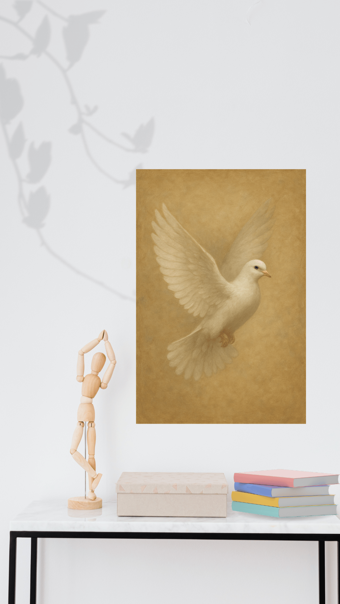 white dove, peace dove, dove in flight, flying bird artwork, spiritual bird, bird on parchment, soft bird illustration, purity symbolism, religious art, peaceful design, dove clipart, bird wall art, inspirational bird image, vintage bird art, dove digital