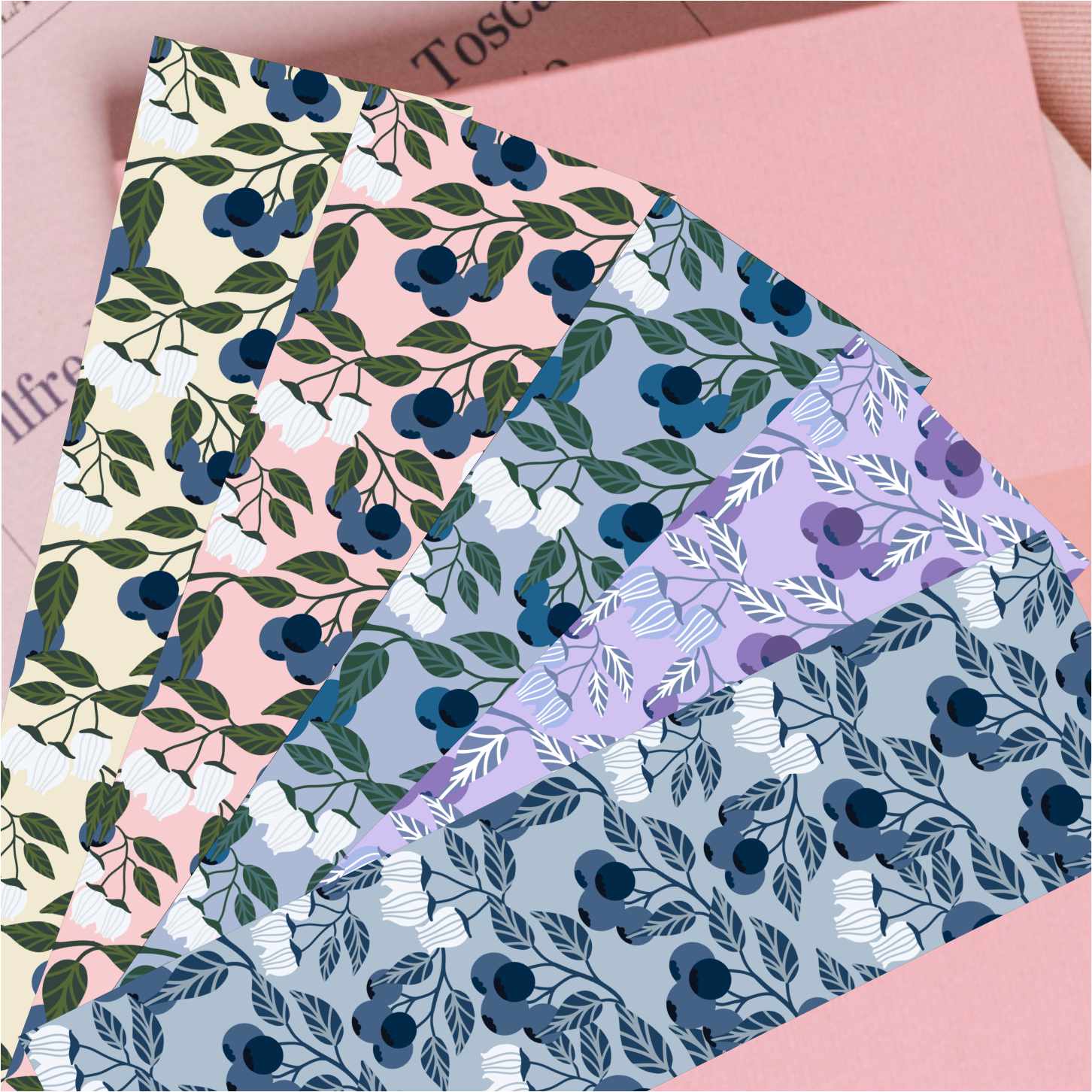 Blueberry Fruit Printable Bookmarks - Aesthetic Floral