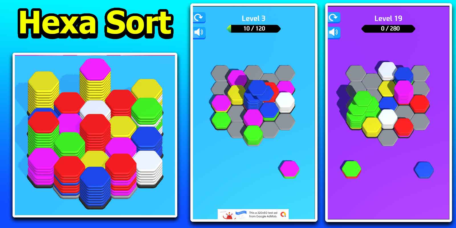 Hexa Sort 3D Puzzle Unity 3D Puzzle Game Template - Payhip