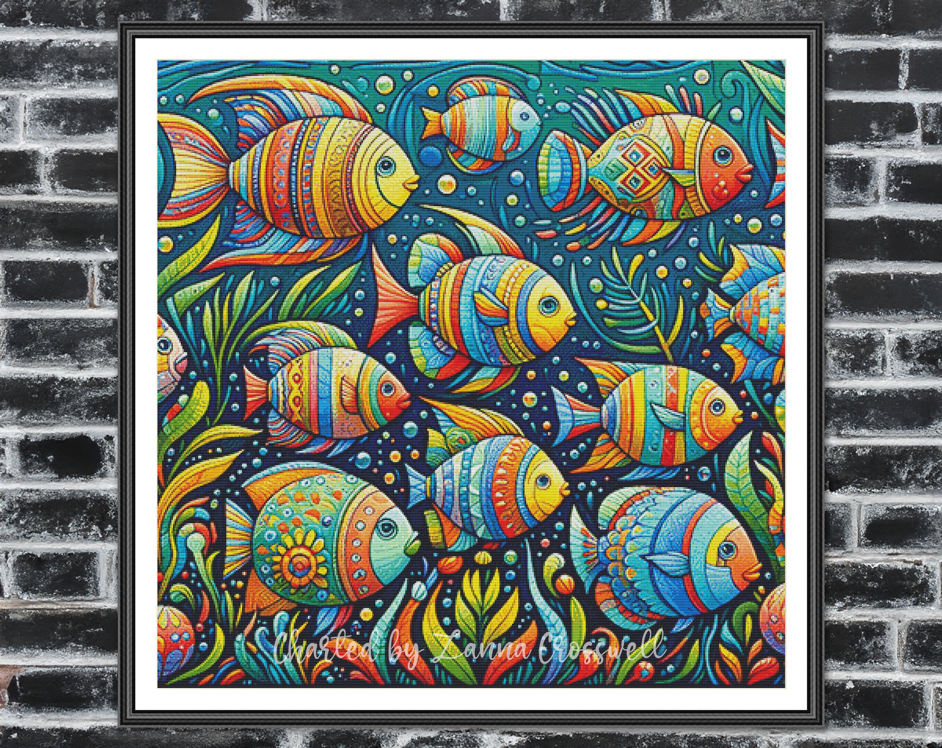 Underwater Parade - Fishes Full Coverage Cross Stitch Pattern For ...