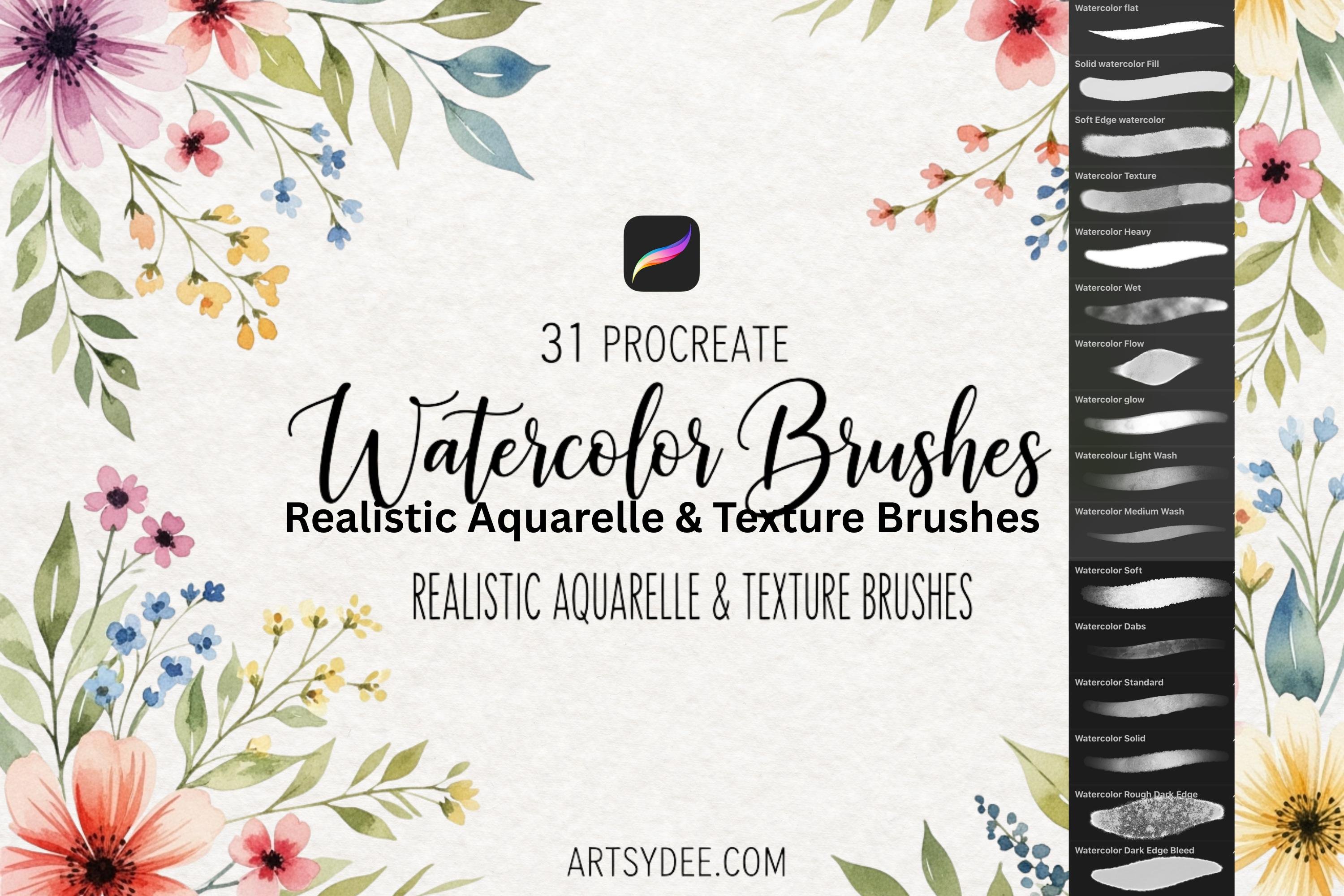 Procreate Watercolor Brushes — 31 Realistic Brushes
