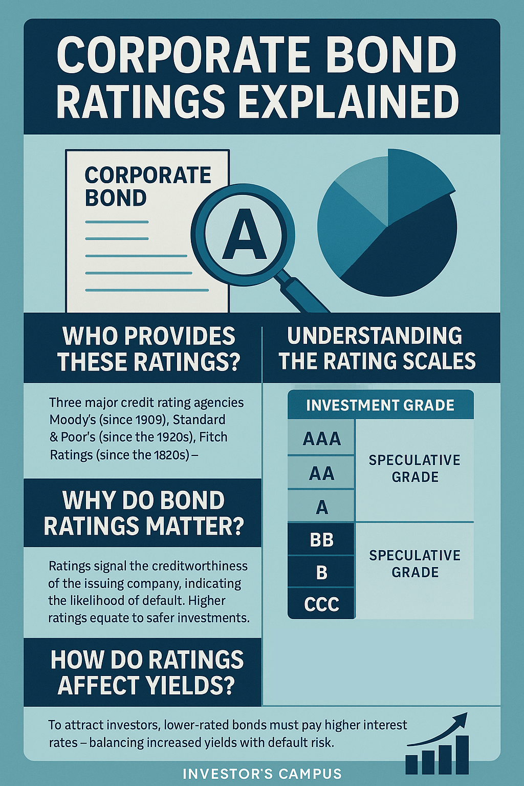 infographic showing the difference between the various corporate bond ratings