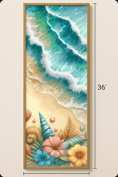 Beach Shoreline Counted Cross Stitch PDF Pattern Keeper | Ocean Waves ...