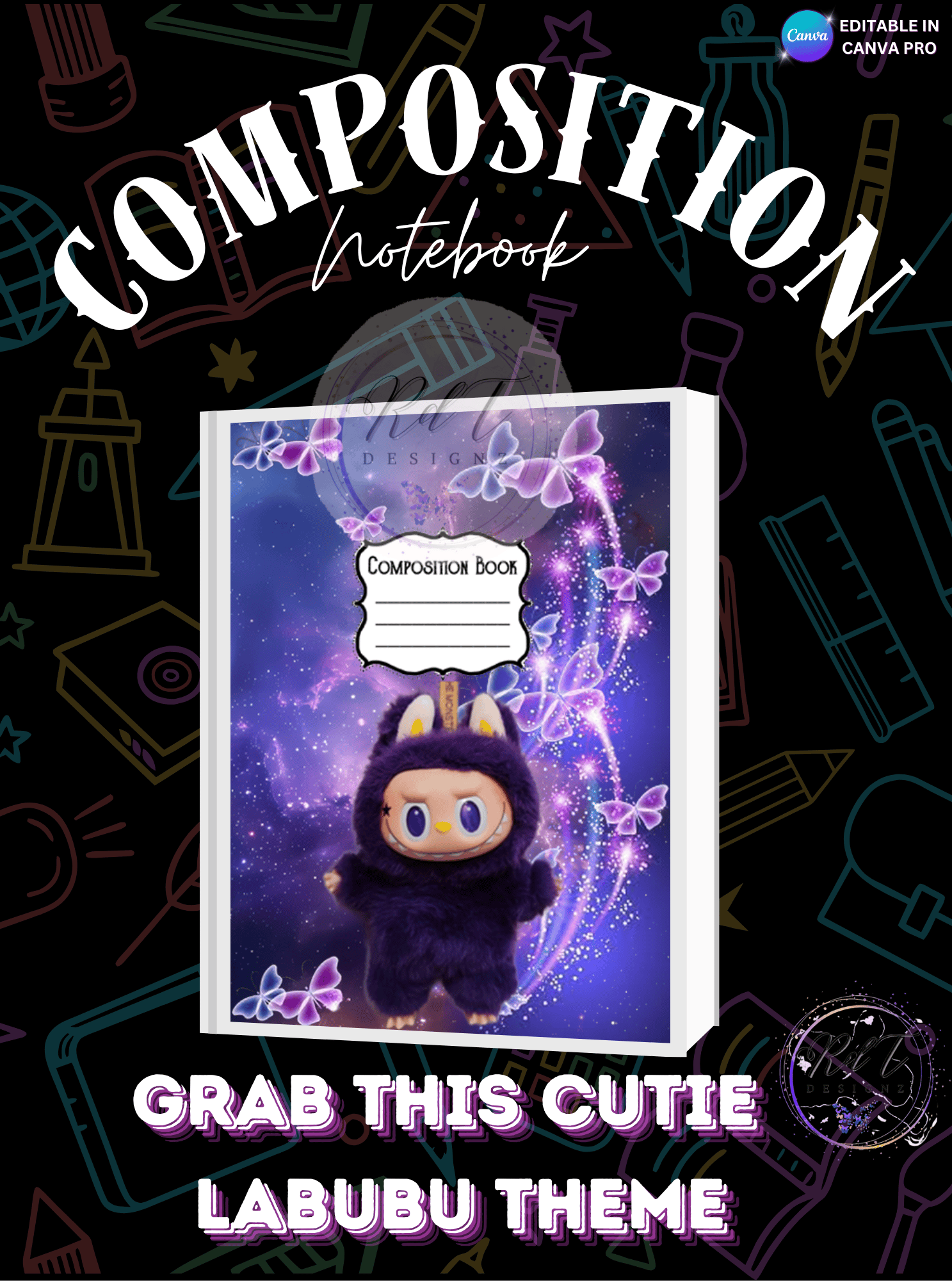 School Composition Notebook Template -Labubu - Payhip