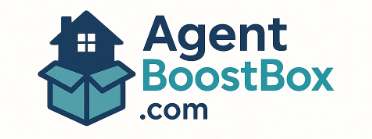 AgentBoostBox.com logo featuring a house and box icon, representing digital tools and resources for real estate agents and realtors.