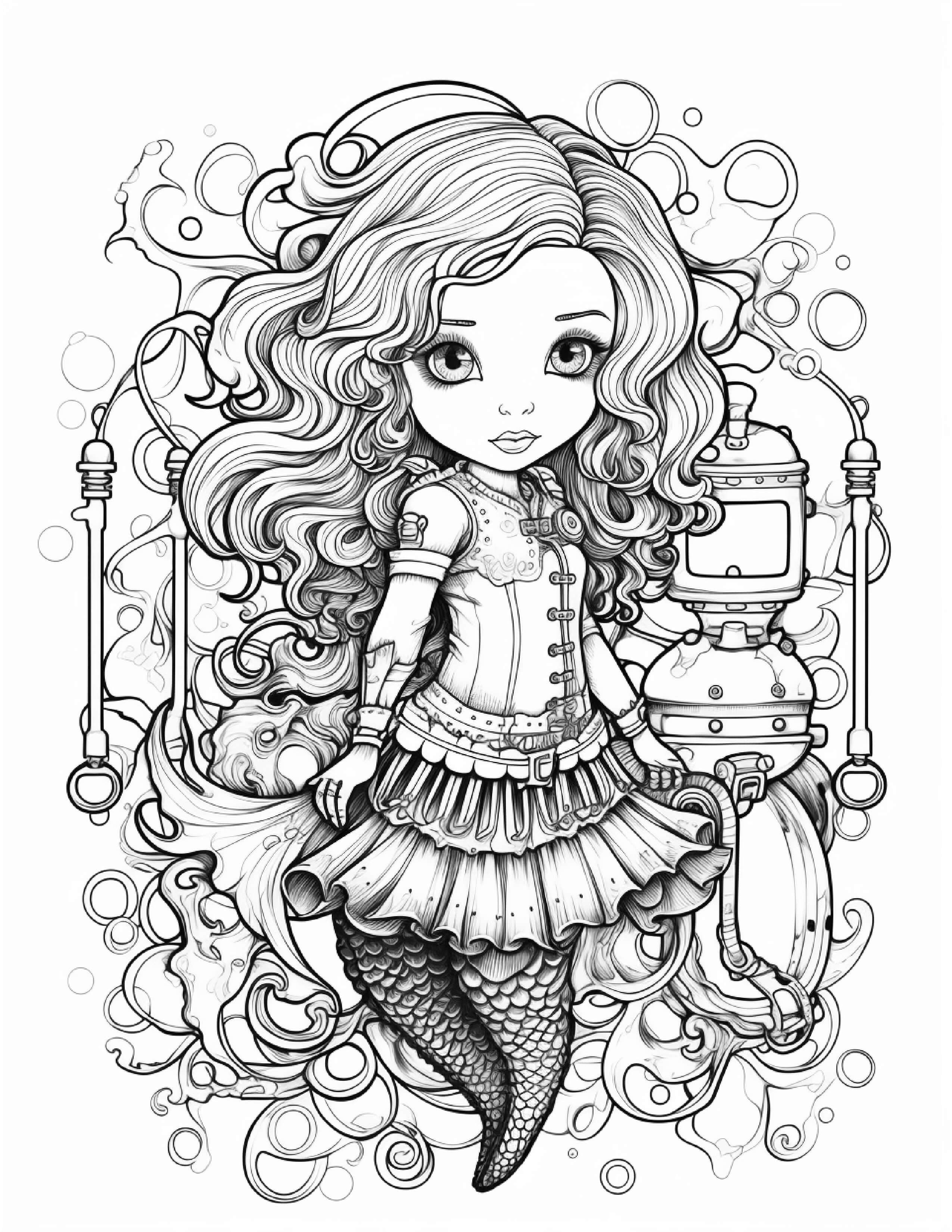 Get Steampunk Mermaid Coloring Book Pages Download PDF - Payhip