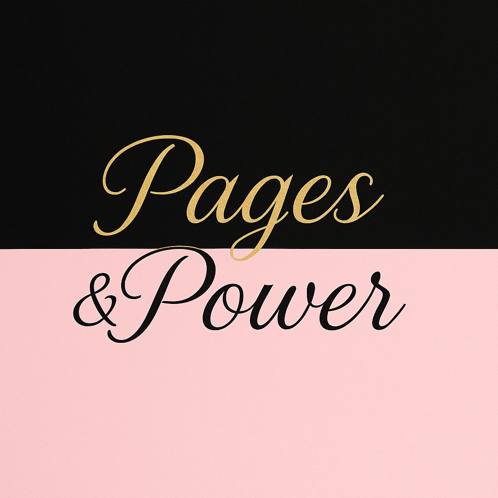 Pages & Power brand logo for digital and printable journals, coloring books, self-care activity books, kids bingo games, teen mental health tools, and empowering planners