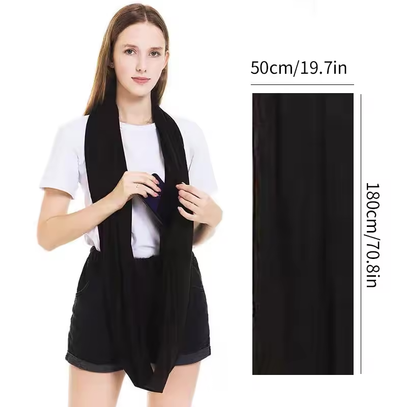 Women Infinity Loop Scarf with Hidden Zipper Pocket Travel Scarf Solid Color Neck Wrap Suitable for Daily Traveling Storage