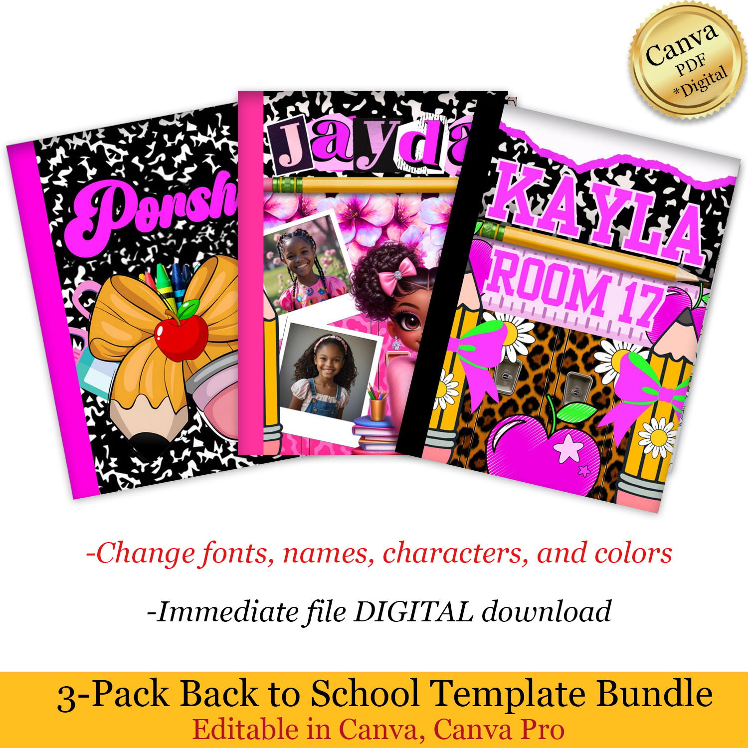 3 Pack Sassy Composition Notebook Cover Template Bundle 2, Digital ...