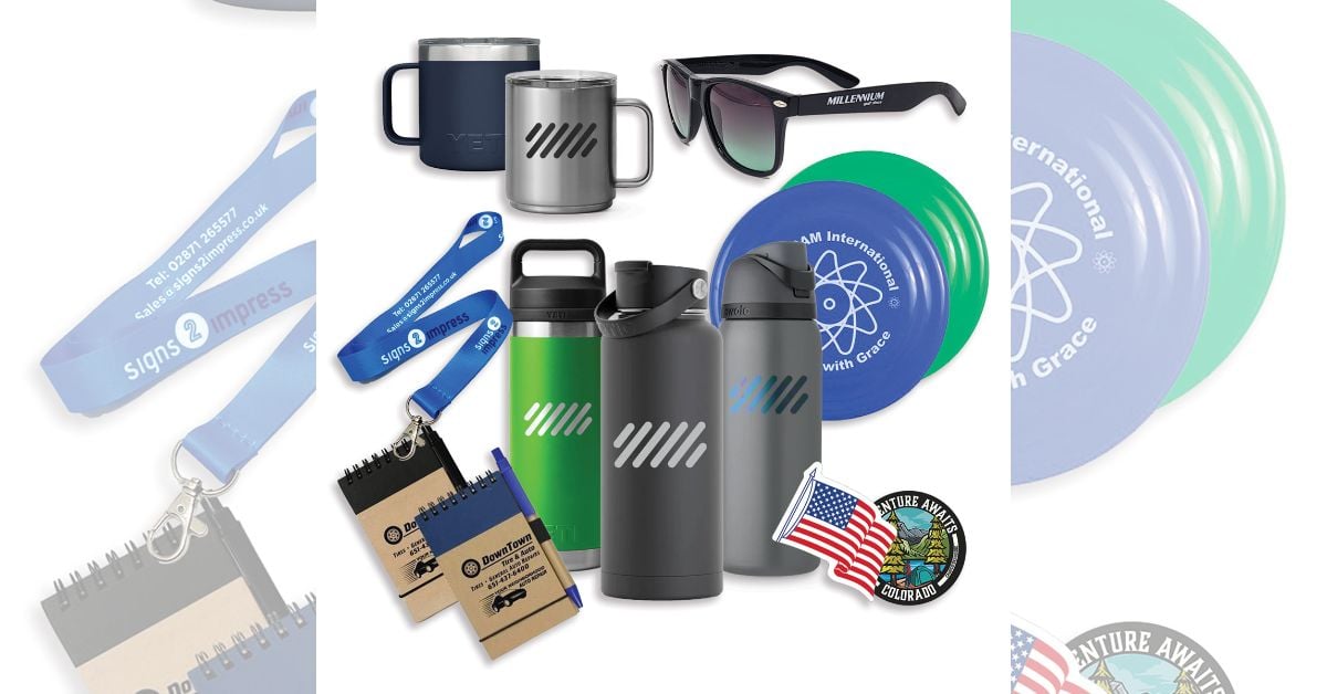 marketing items with logos