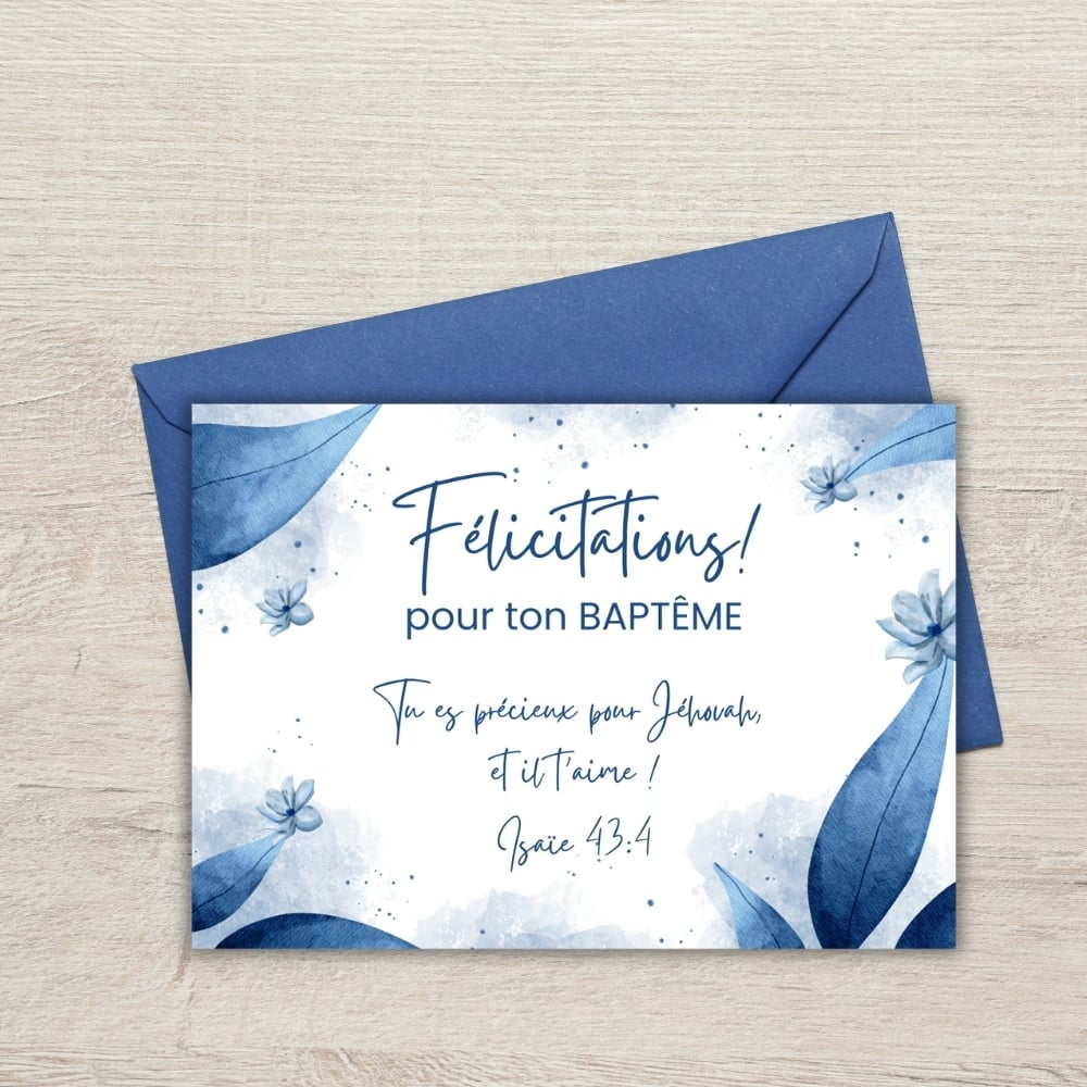 4 Cartes de Félicitations Baptême JW – Témoins de Jéhovah - PDF & JPG