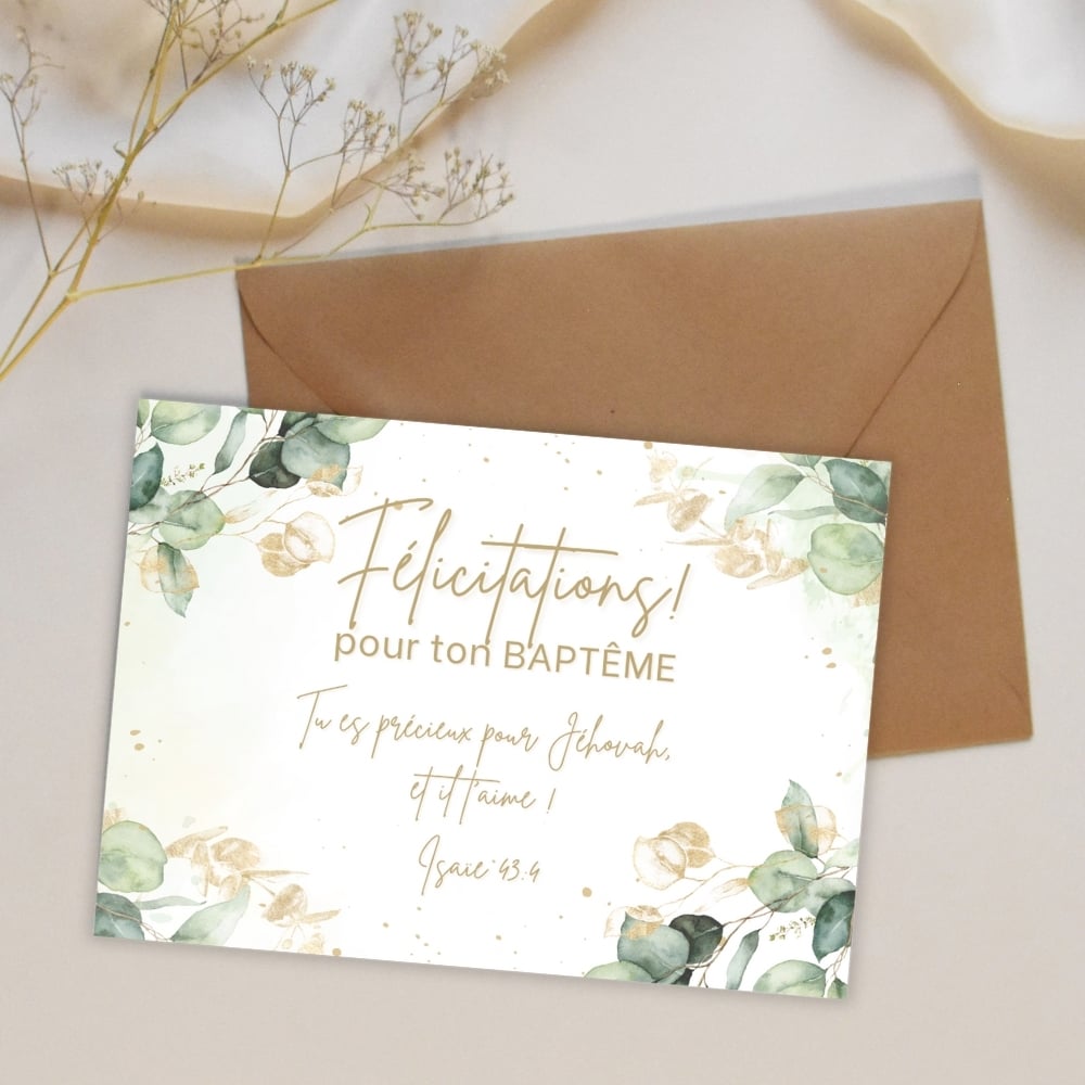 4 Cartes de Félicitations Baptême JW – Témoins de Jéhovah - PDF & JPG