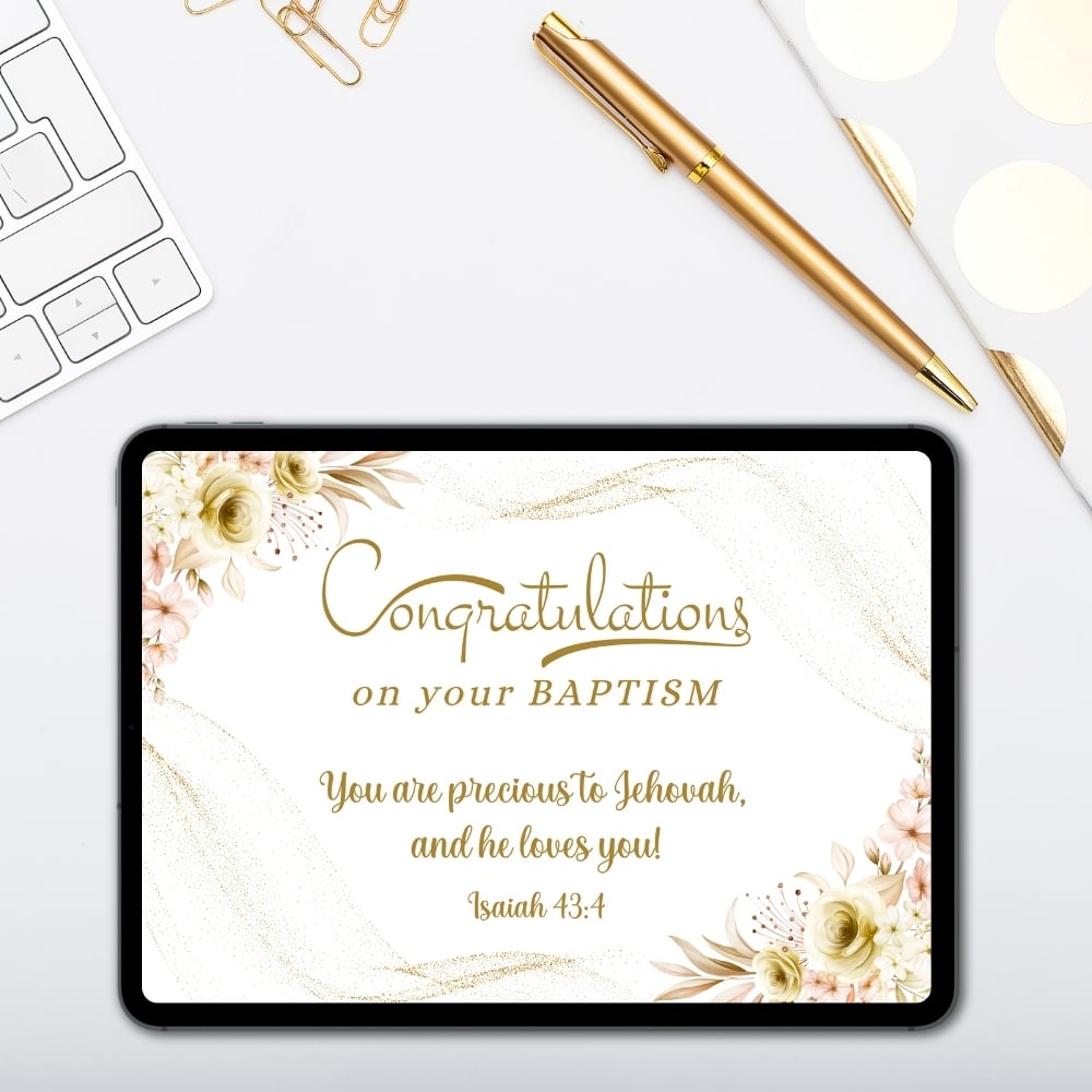 JW Baptism Congratulations Digital Cards – Jehovah’s Witnesses - PDF & JPG