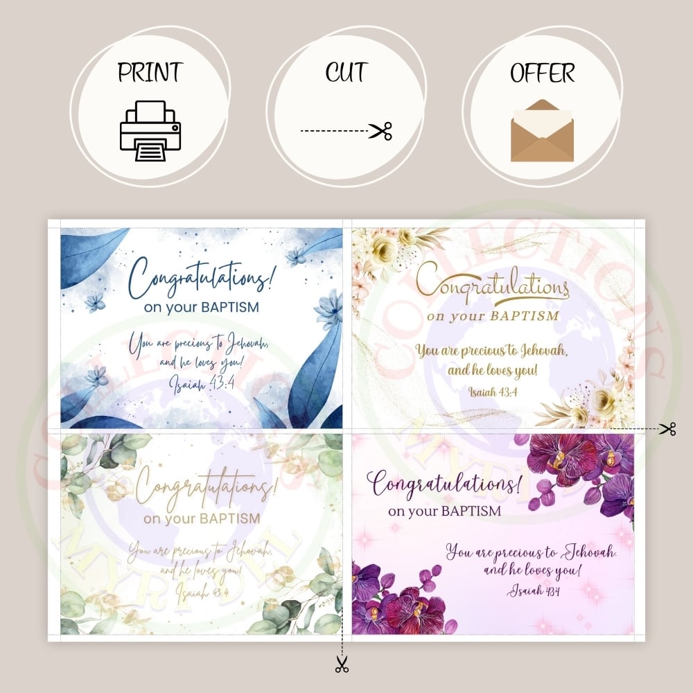 JW Baptism Congratulations Cards – Jehovah’s Witnesses - PDF & JPG