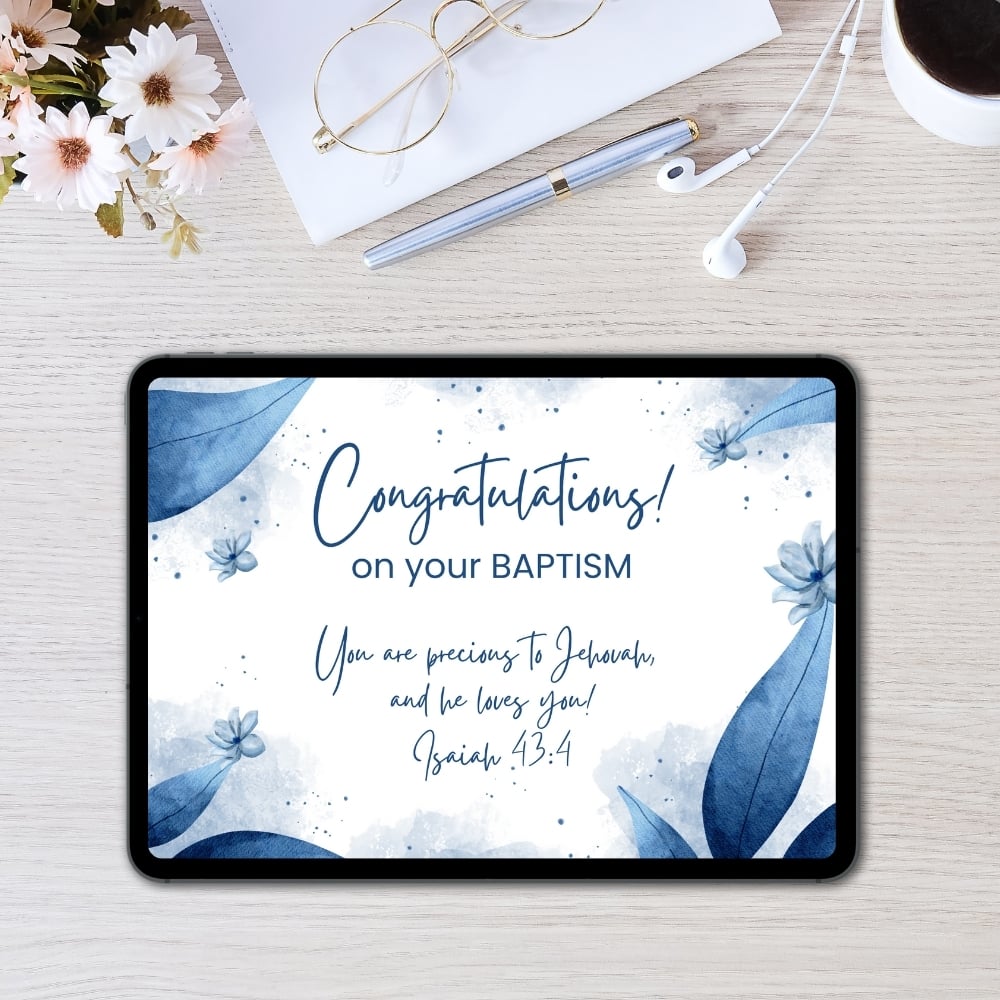 JW Baptism Congratulations Digital Cards – Jehovah’s Witnesses - PDF & JPG