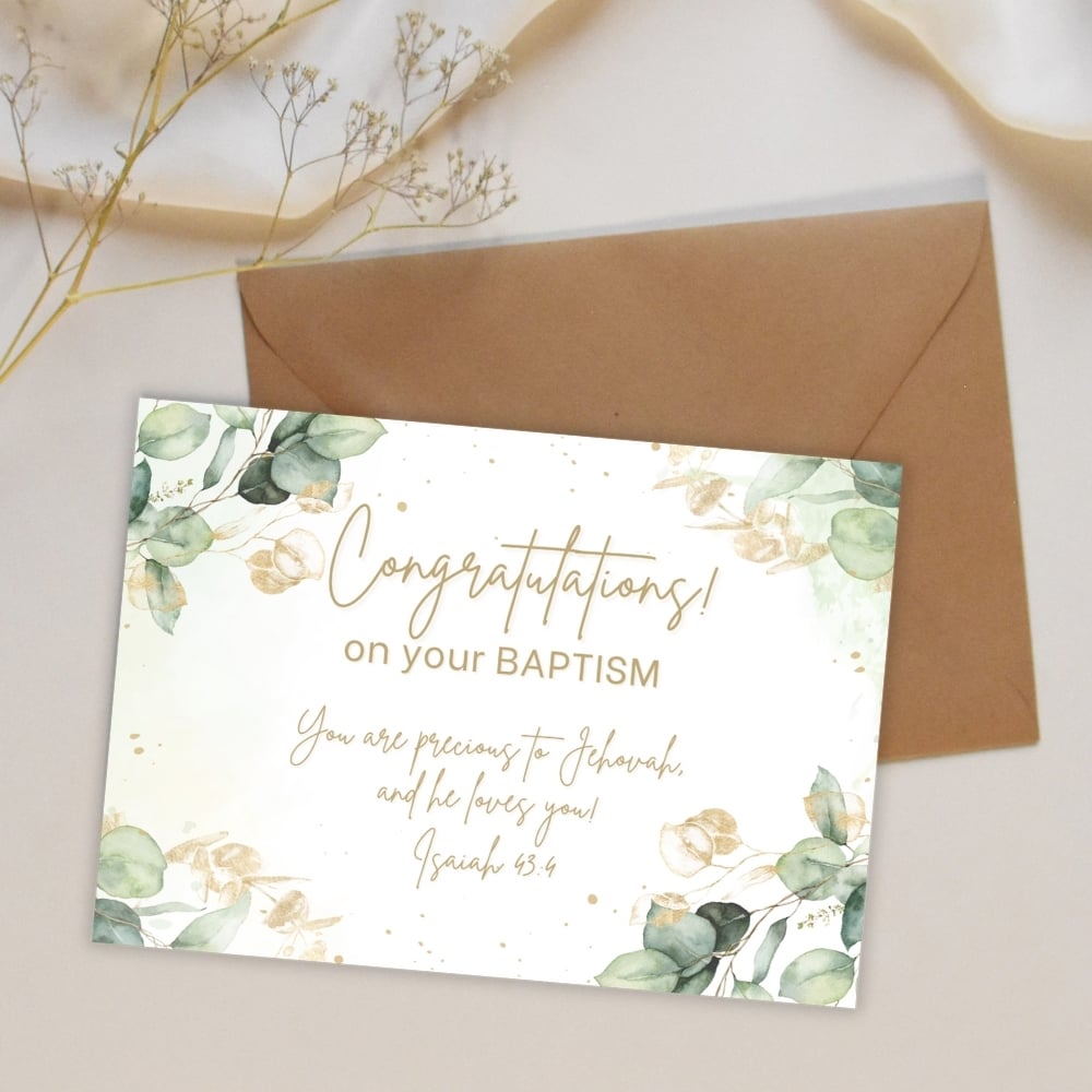 JW Baptism Congratulations Cards – Jehovah’s Witnesses - PDF & JPG
