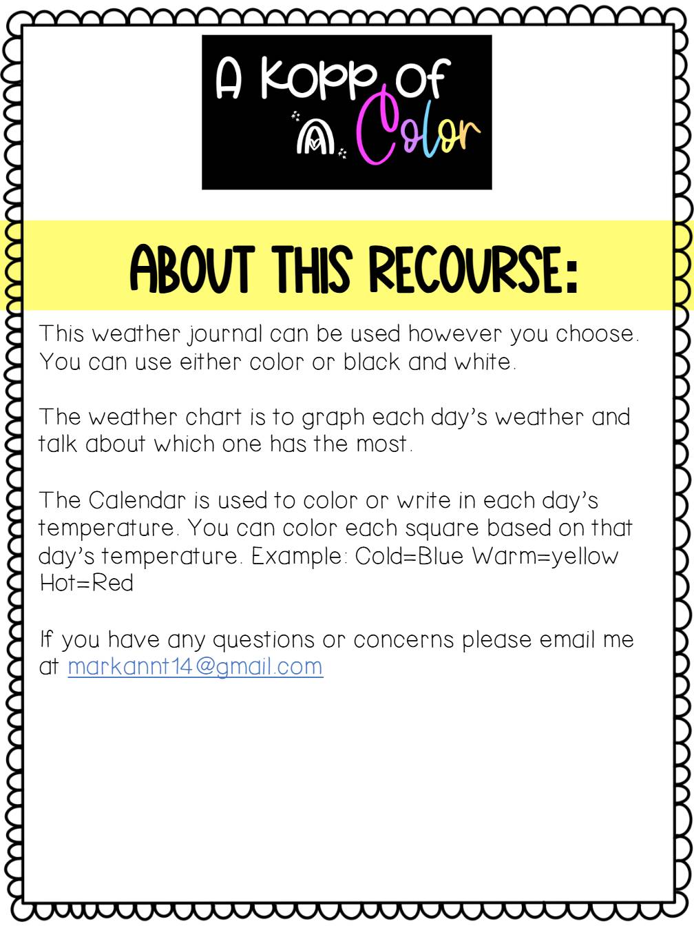 Weather Journal – Daily Observation & Charting Activity