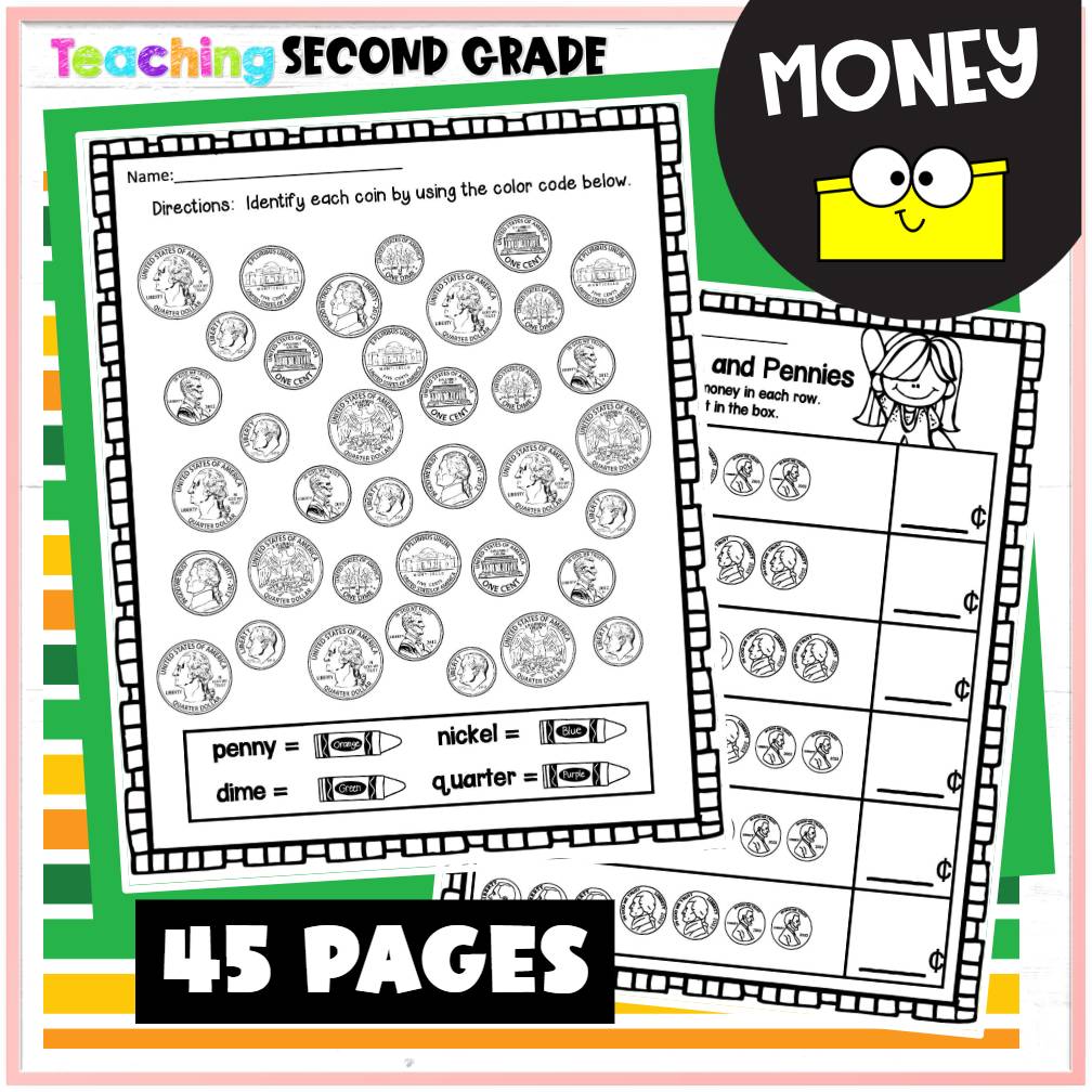 Money Worksheets Identify Counting Coins for 1st and 2nd Grade Morning Work