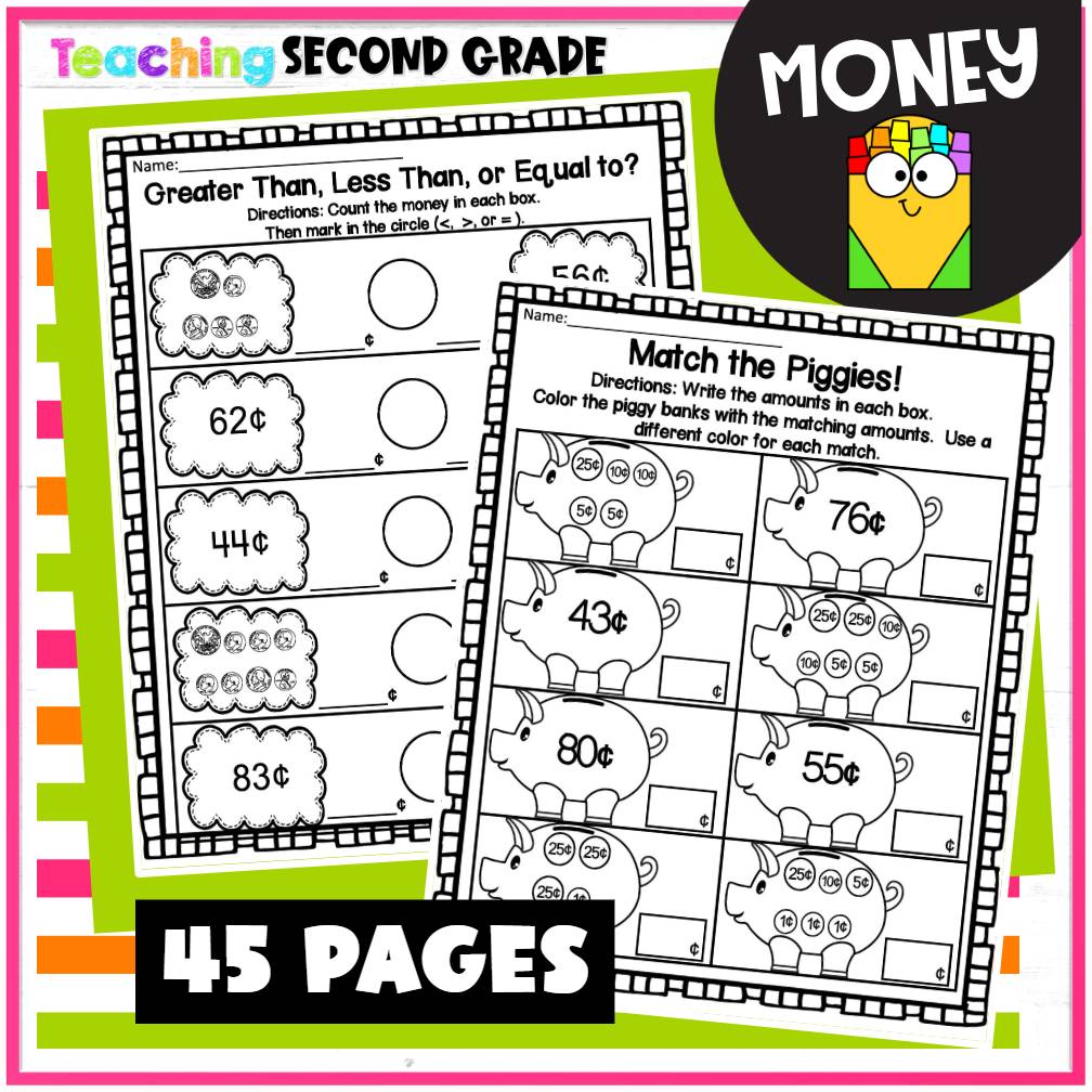 Money Worksheets Identify Counting Coins for 1st and 2nd Grade Morning Work