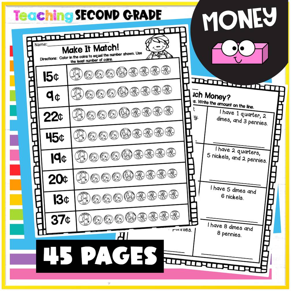 Money Worksheets Identify Counting Coins for 1st and 2nd Grade Morning Work