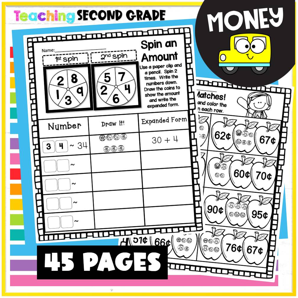 Money Worksheets Identify Counting Coins for 1st and 2nd Grade Morning Work