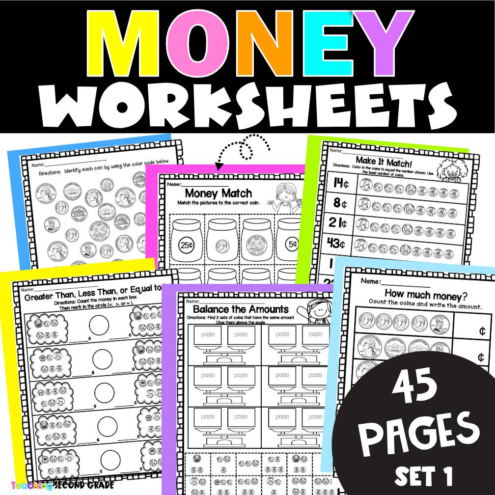 Money Worksheets Identify Counting Coins for 1st and 2nd Grade Morning Work