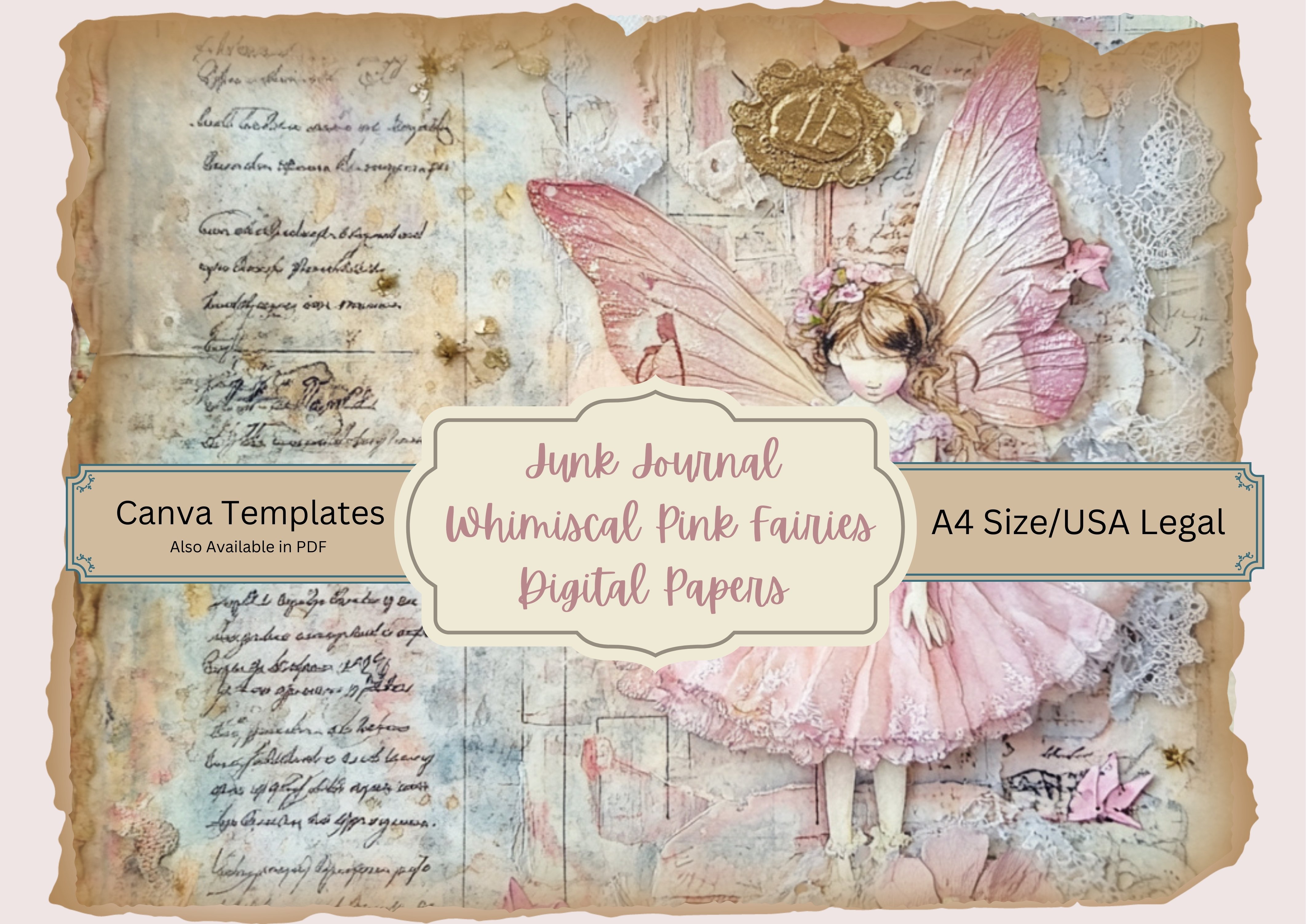 Whimsical Pink Fairies Junk Journal Kit – A4 & US Letter Printable ...