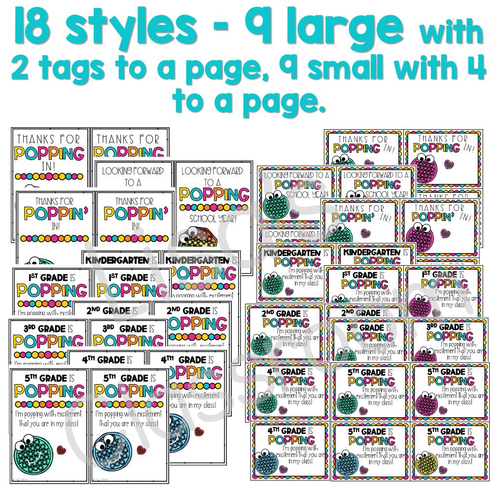 POP IT! Fidget poppers Student Gift Tags| Back to School| Meet the Teacher Greet