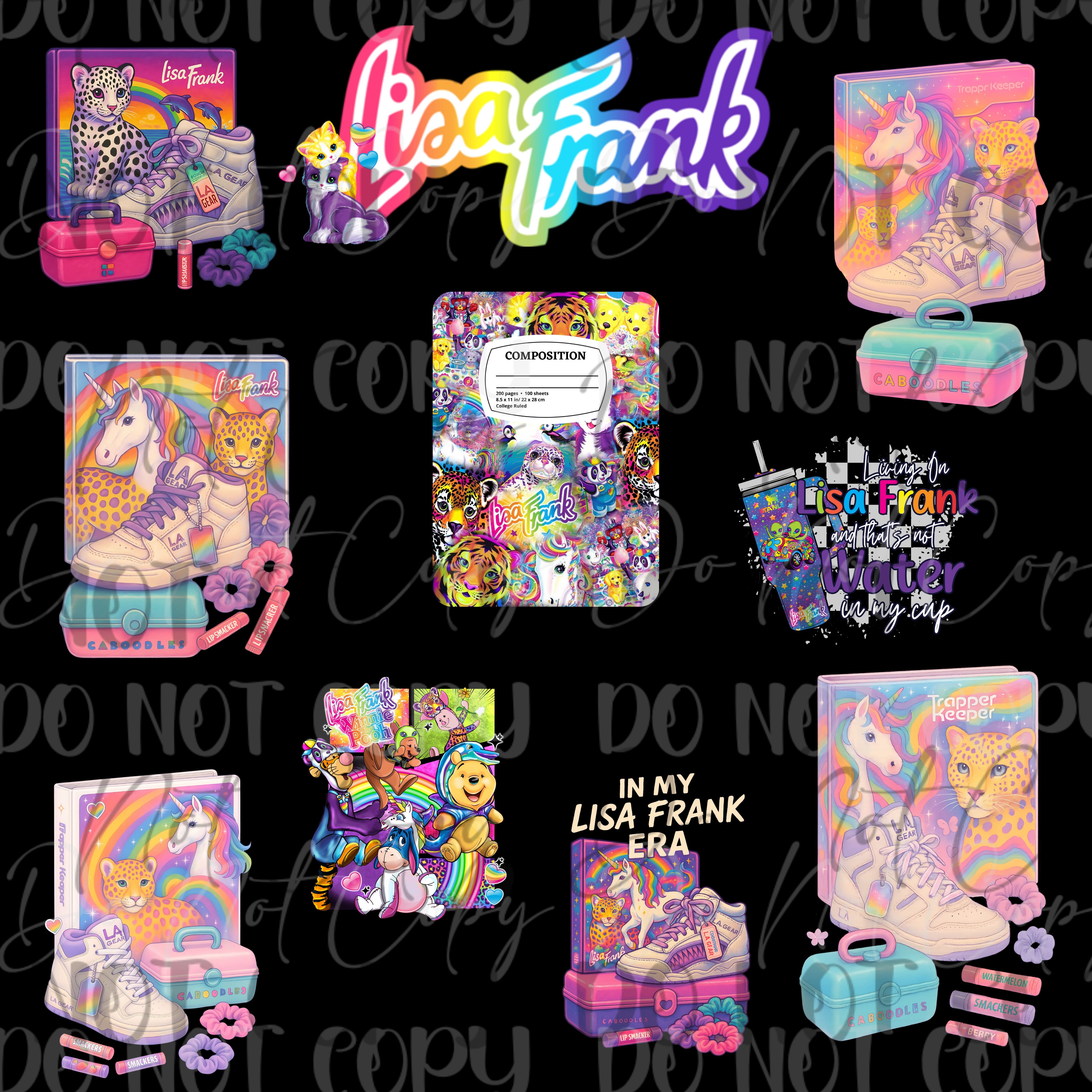 store product block Lisa Frank Inspired Digital Bundle – 90s Nostalgia PNGs (9-Image Set) poster