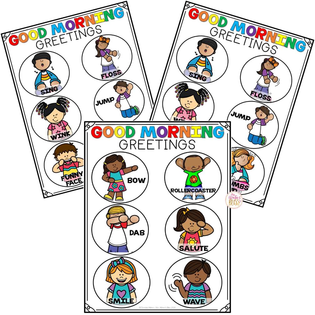 Morning Greeting Choices Posters or Signs + Slides