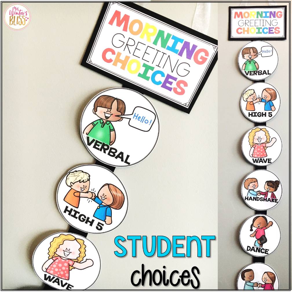 Morning Greeting Choices Posters or Signs + Slides