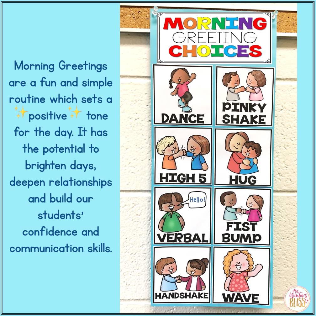 Morning Greeting Choices Posters or Signs + Slides