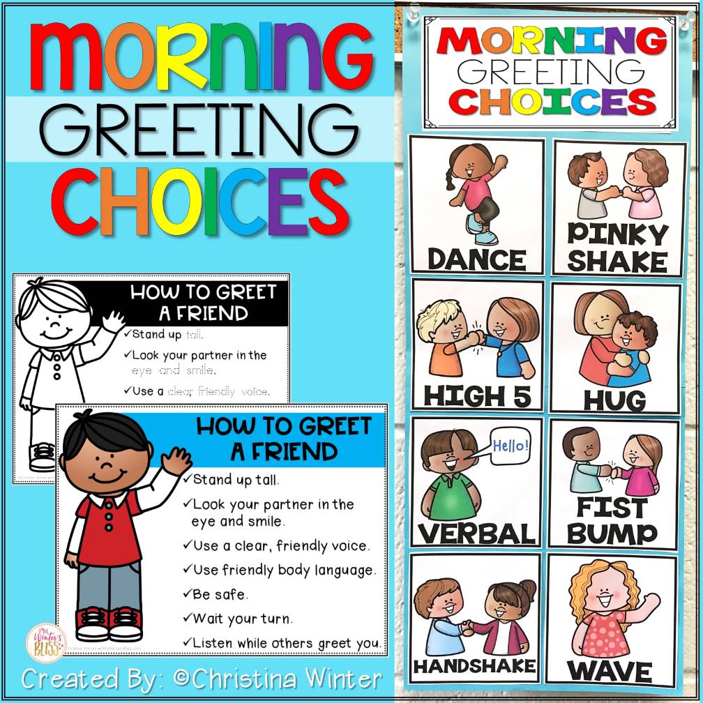 Morning Greeting Choices Posters or Signs + Slides