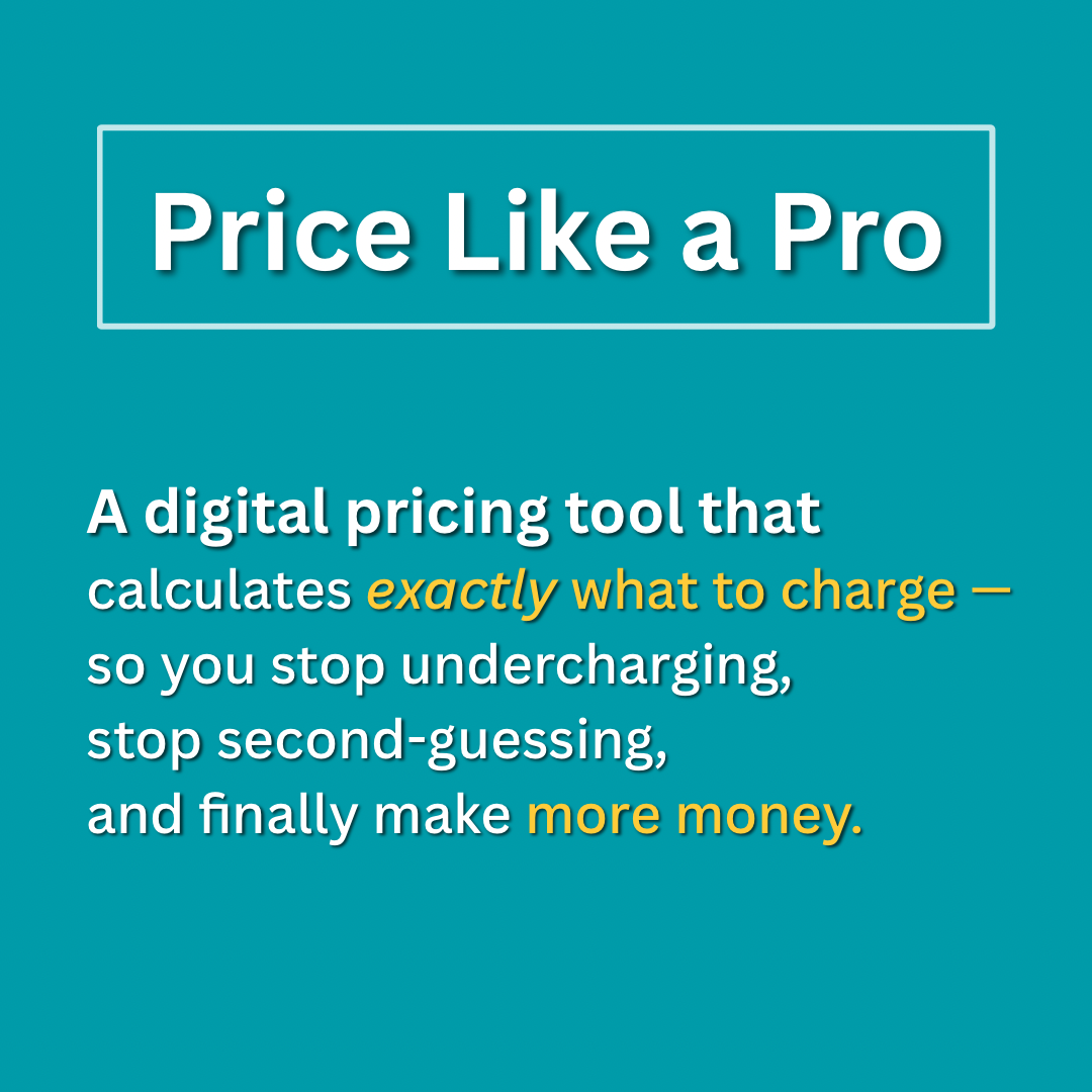 Price Like a Pro™ by Kath Pietersen – image of a digital pricing tool that calculates exactly what to charge. Built for entrepreneurs, freelancers, coaches, consultants, business leaders, service providers, and product creators who want to stop undercharg
