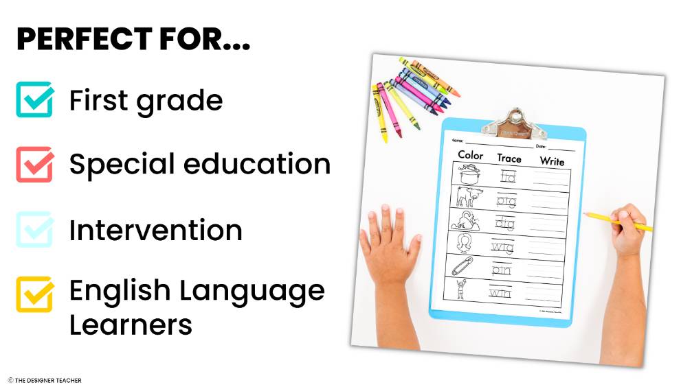 NO PREP Short I Worksheets CVC Word Work Short Vowel Phonics Activities