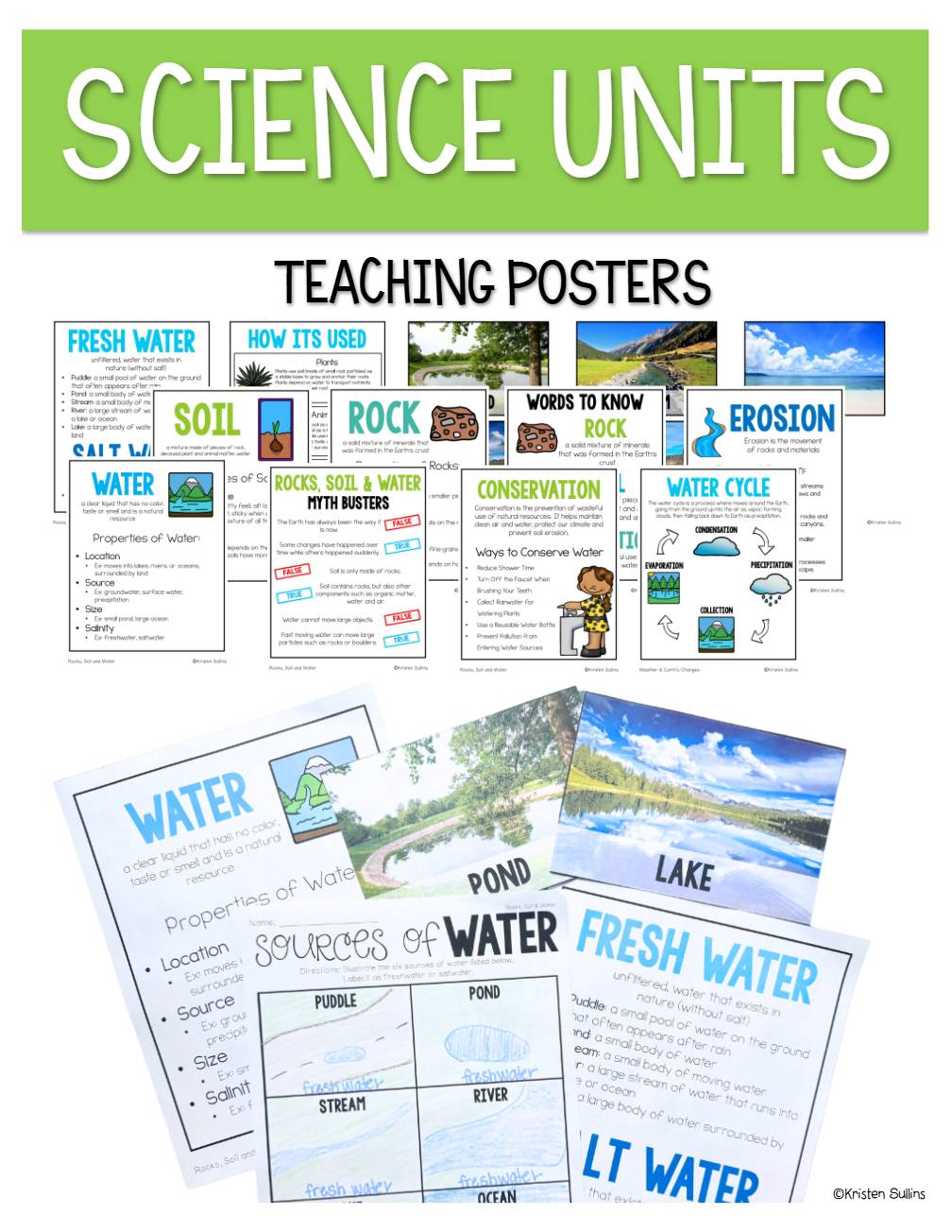 1st Grade Science: Rocks, Soil, Bodies of Water & Conservation (digital + print)