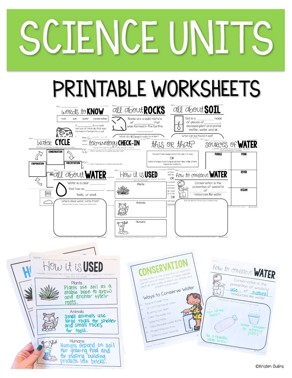 1st Grade Science: Rocks, Soil, Bodies of Water & Conservation (digital + print)