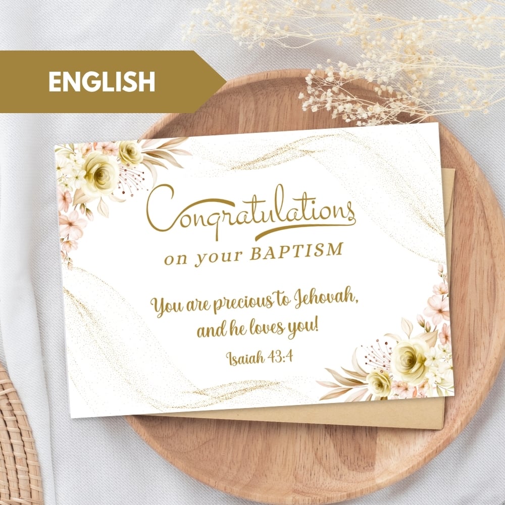 JW Baptism Congratulations Cards – Jehovah’s Witnesses - PDF & JPG