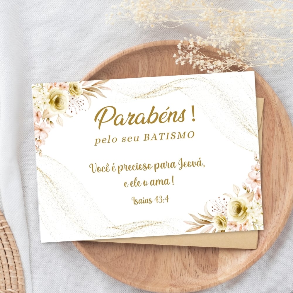 4 Cartões de parabéns pelo BATISMO TJ JW– Testemunhas de Jeová – Arquivos PDF e PNG