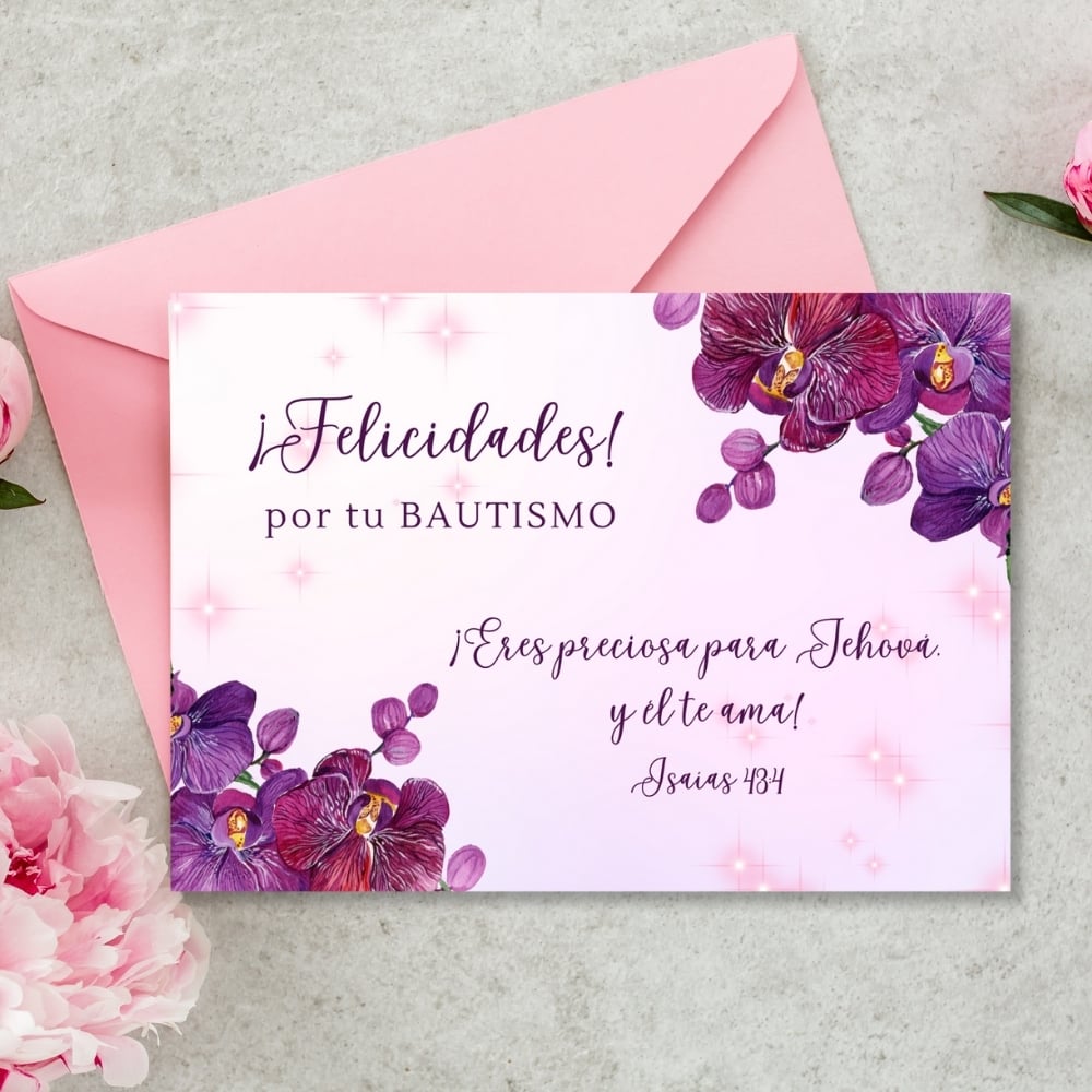4 Tarjetas de Felicitación para Bautizos TJ JW (Testigos de Jehová) - PDF y JPG