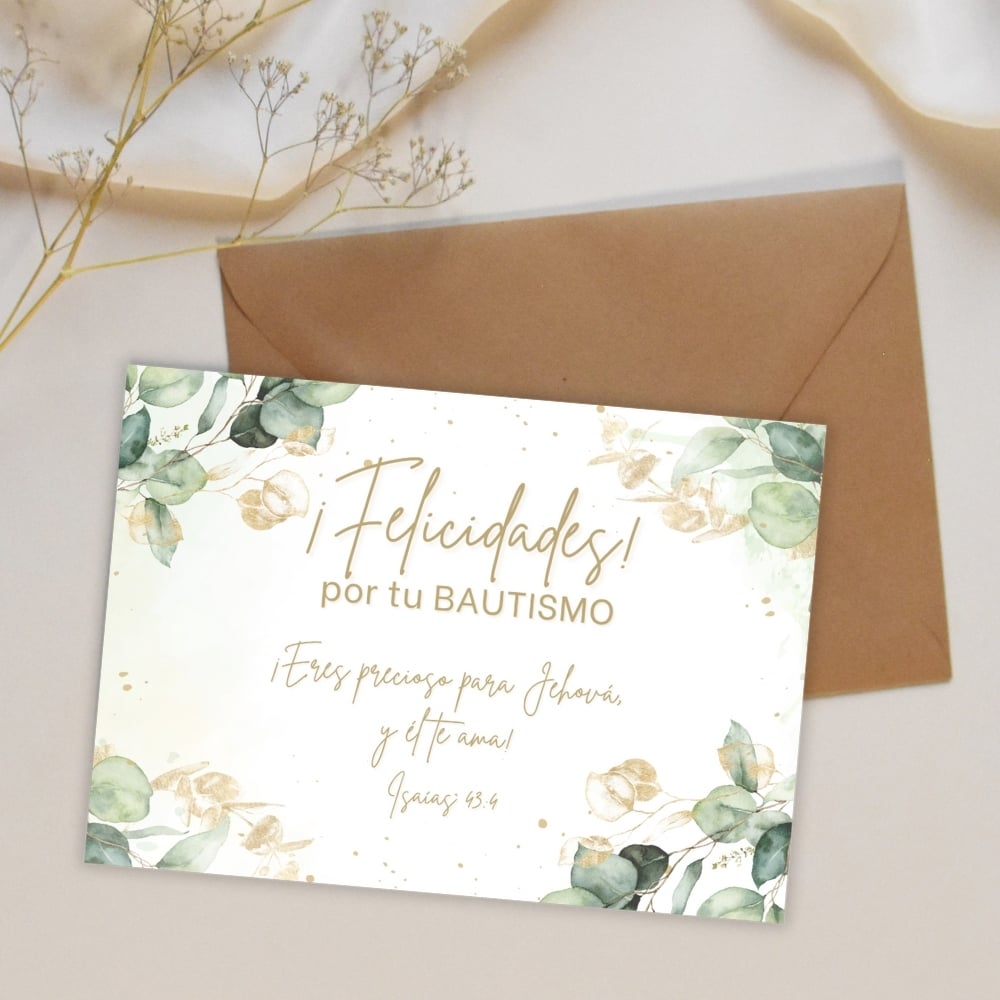 4 Tarjetas de Felicitación para Bautizos TJ JW (Testigos de Jehová) - PDF y JPG