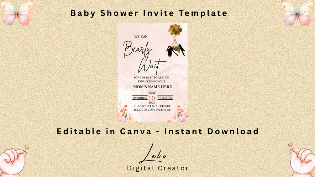 Radiant baby shower invitation with divine mom-to-be silhouette in soft tones.