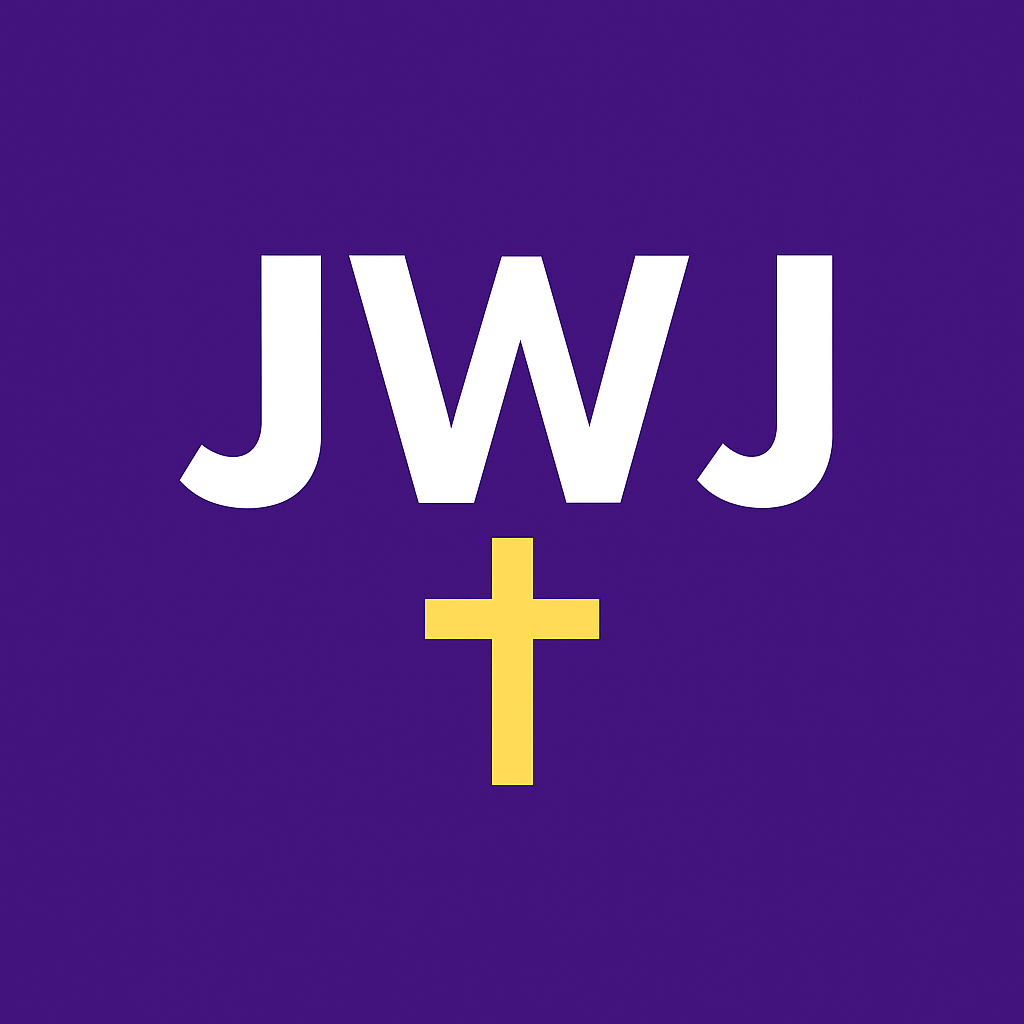 Journey With Jesus logo featuring the initials JWJ and a Christian Cross – faith-based brand icon